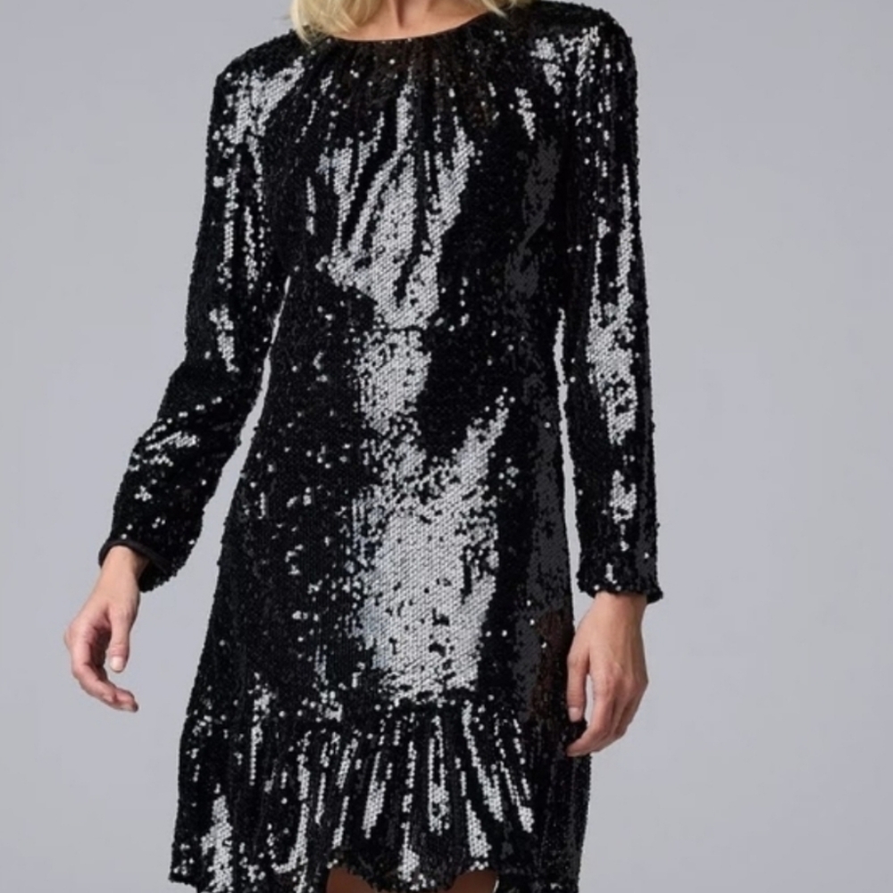 NWT! Fall Glam Sequin Barbiecore LBD Women's Party Dance Formal Minidress Small - Picture 5 of 17